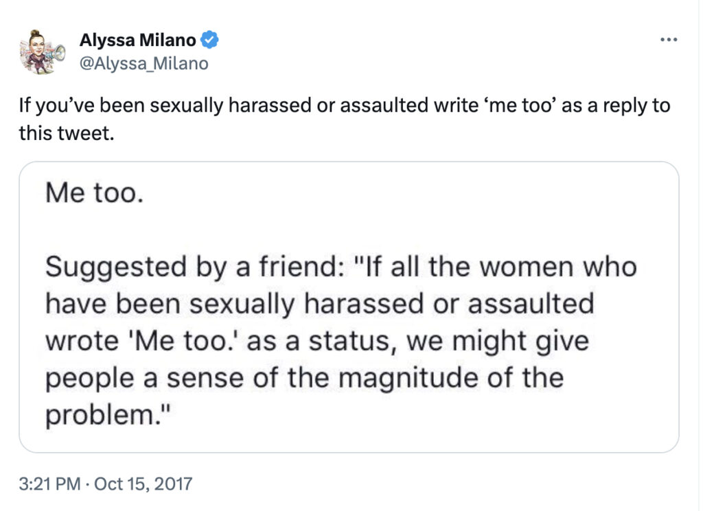 Screenshot of Alyssa Milano's tweet